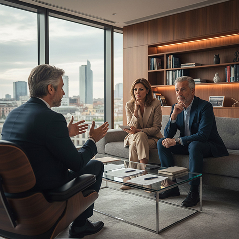 Consulente che lavora con vista panoramica dall'ufficio